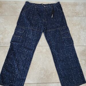 Fashion Nova-Navy blue cargo Jeans